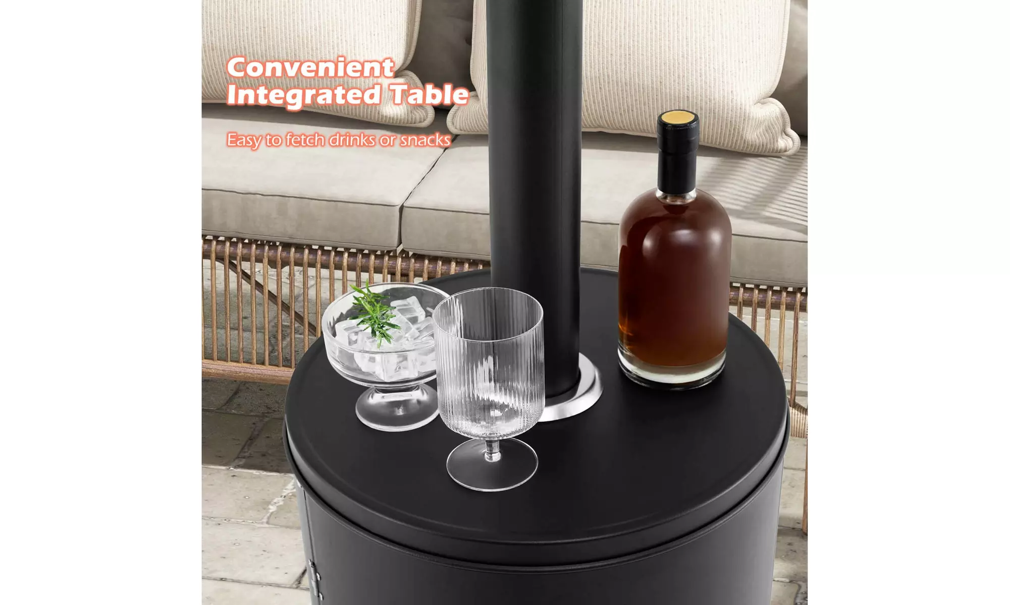 50,000 BTU Patio Heater with Wheels Round Table Design & Stainless Steel Burner