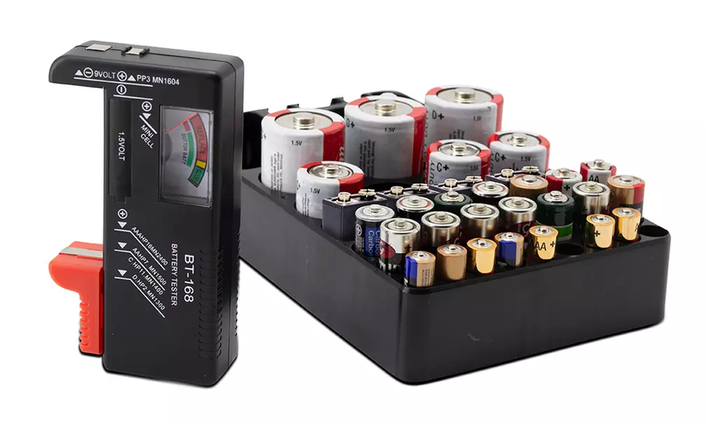 Battery Tester and Storage Case Organizer (Holds up to 34 Batteries) - Second Medium