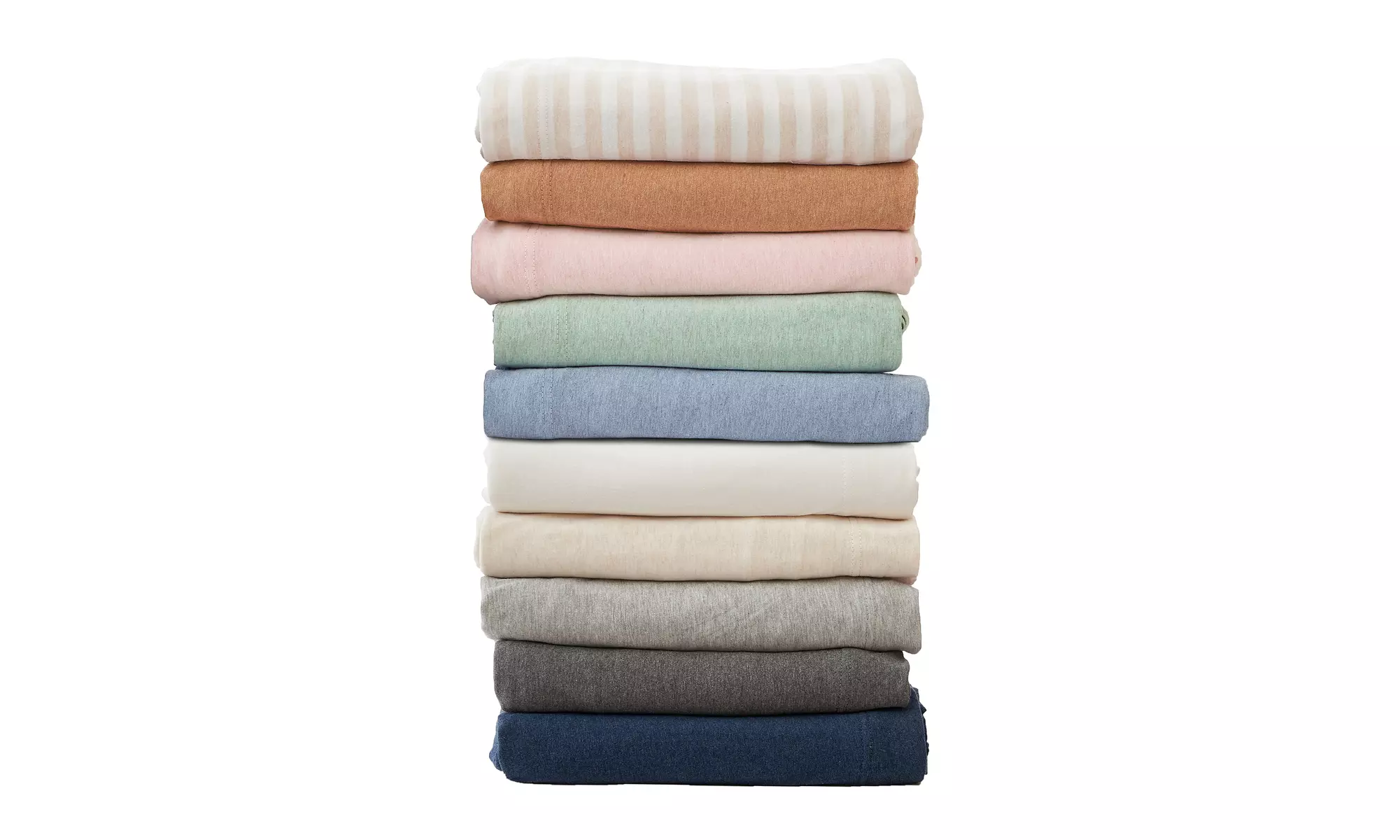 FreshFolds Ultra-Soft Cotton Heathered Melange Jersey Knit Sheet Set