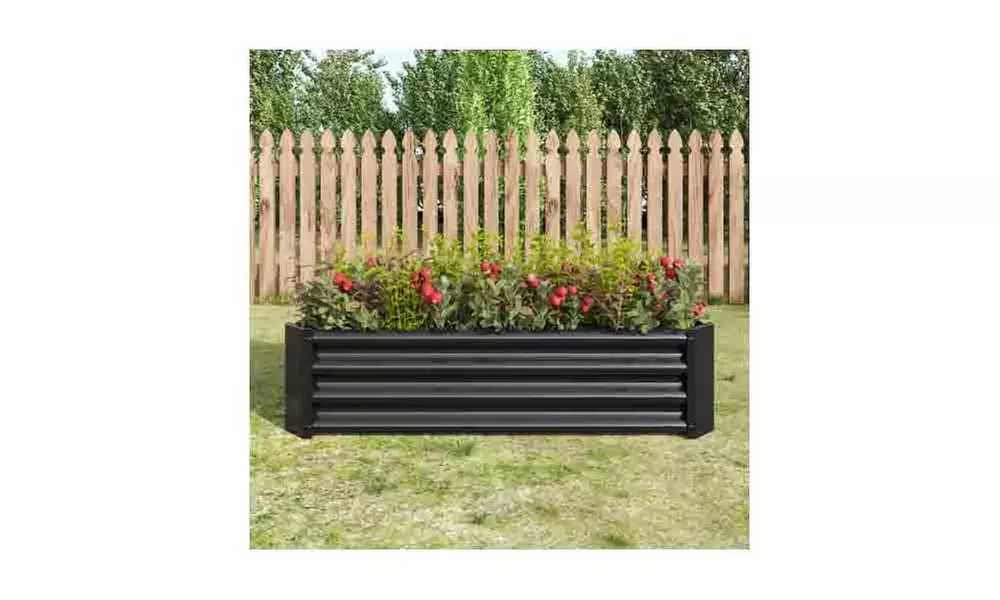 Metal Raised Garden Bed, Rectangle Raised Planter 4×2×1ft - Second Medium