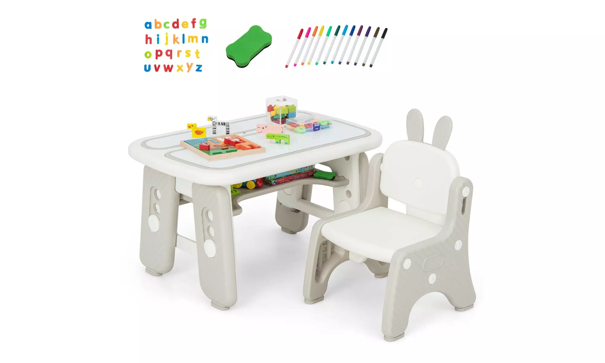 Costway Kids Drawing Table & Chair Set Graffiti Toddlers Art Activity Table - Primary Image