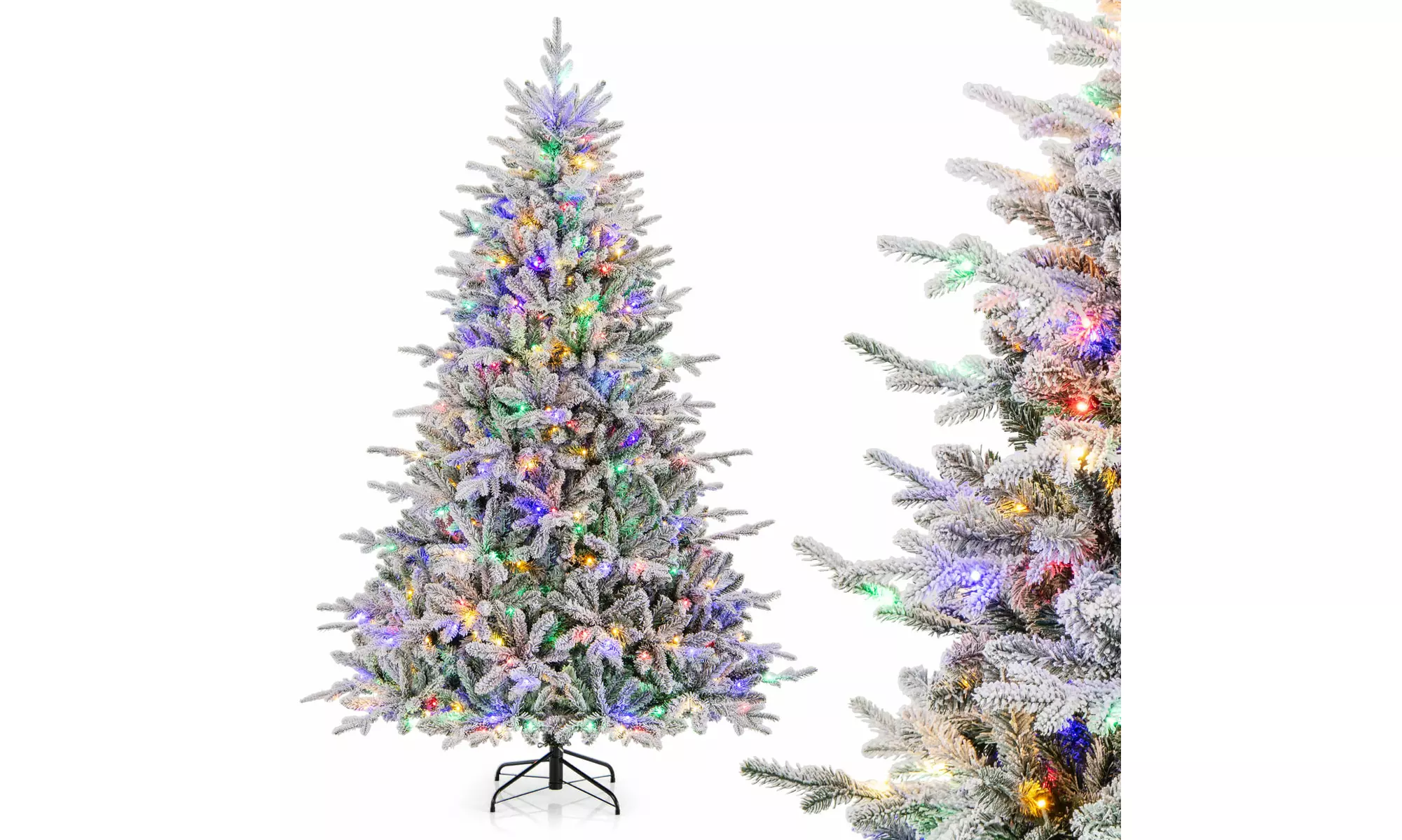 Costway 4.5/6/7 FT Christmas Tree with 8 Lighting Modes Multi-Color LED Lights
