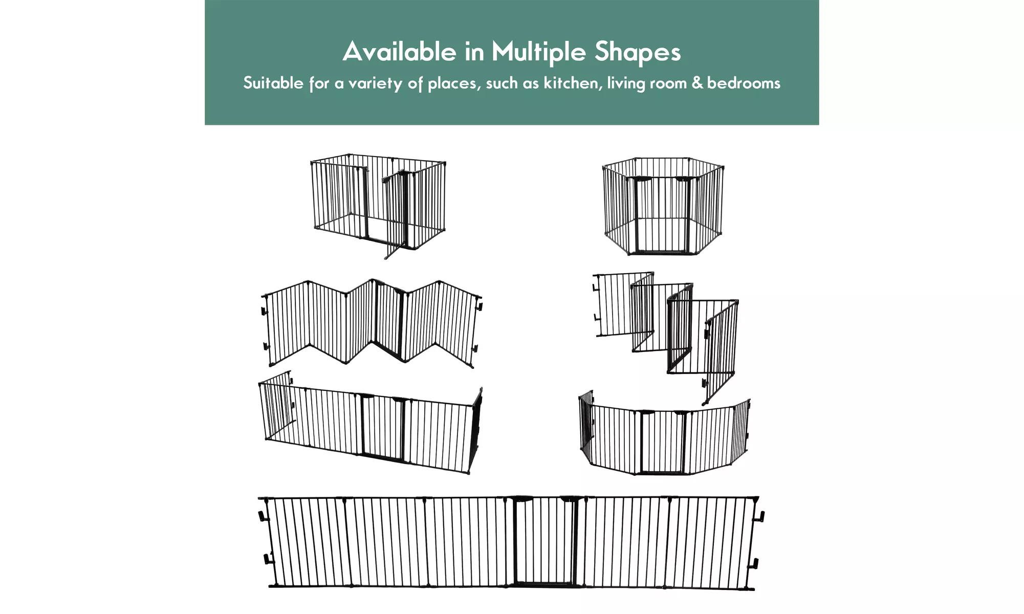 Multifunction 6 Panel Metal Gate Baby Pet Fence Safe Playpen Barrier Wall-mount