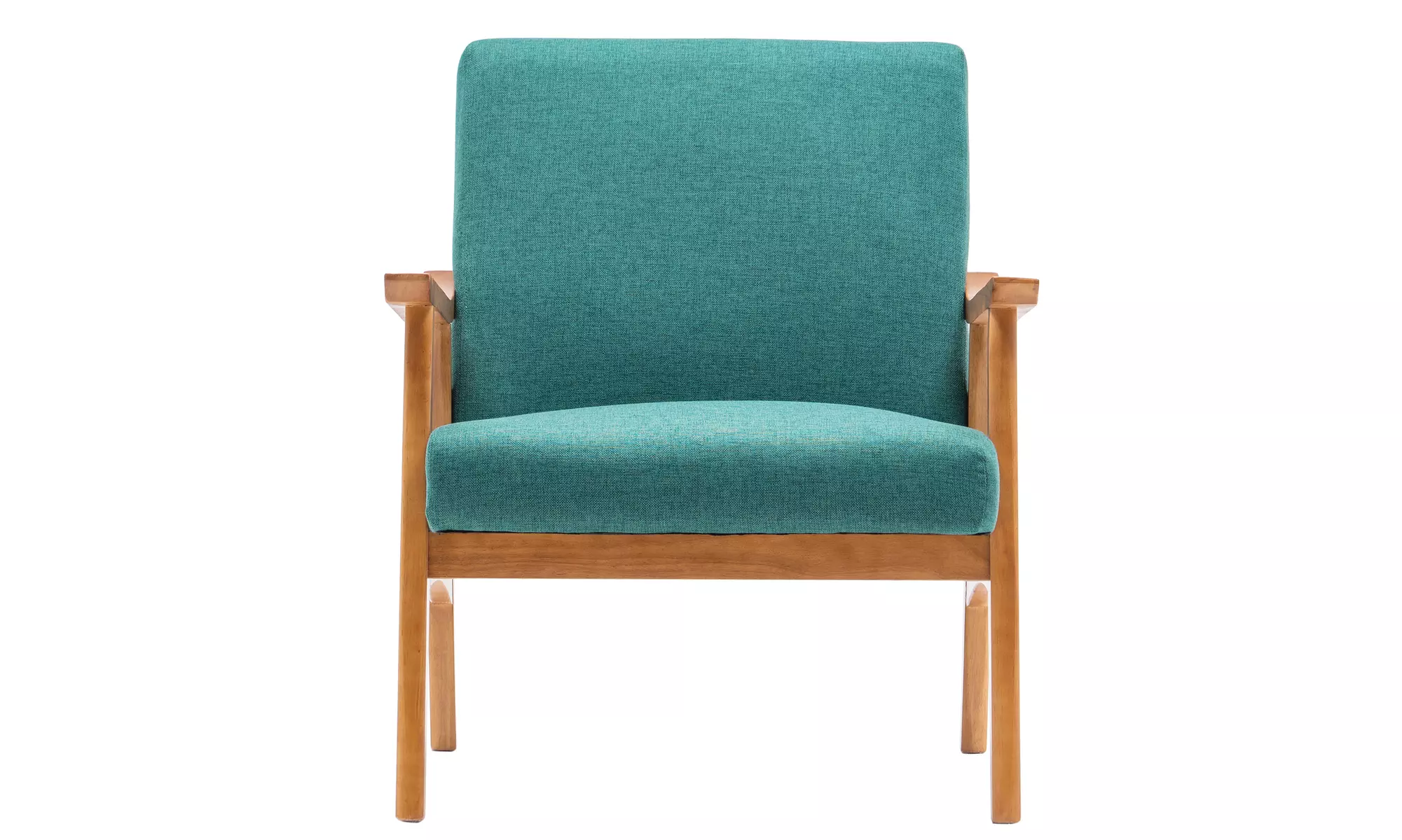Leisure Chair with Solid Wood Armrest and Feet Modern Accent Sofa Emerald - Second Medium
