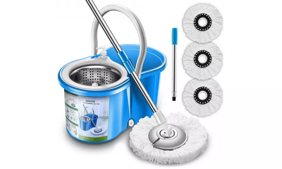 Aootek Stainless Steel Deluxe 360 Spin Mop & Bucket Floor Cleaning System - Primary Image
