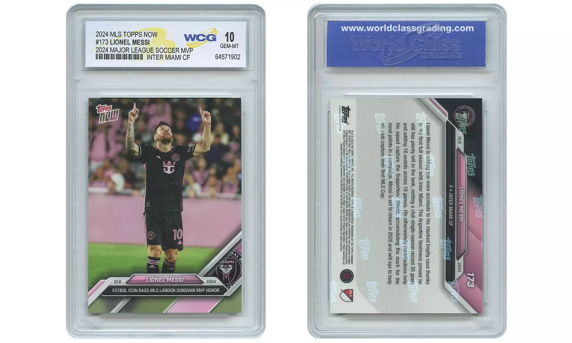 2024 MLS Topps Now LIONEL MESSI Soccer League MVP Card #173 Graded Gem Mint 10