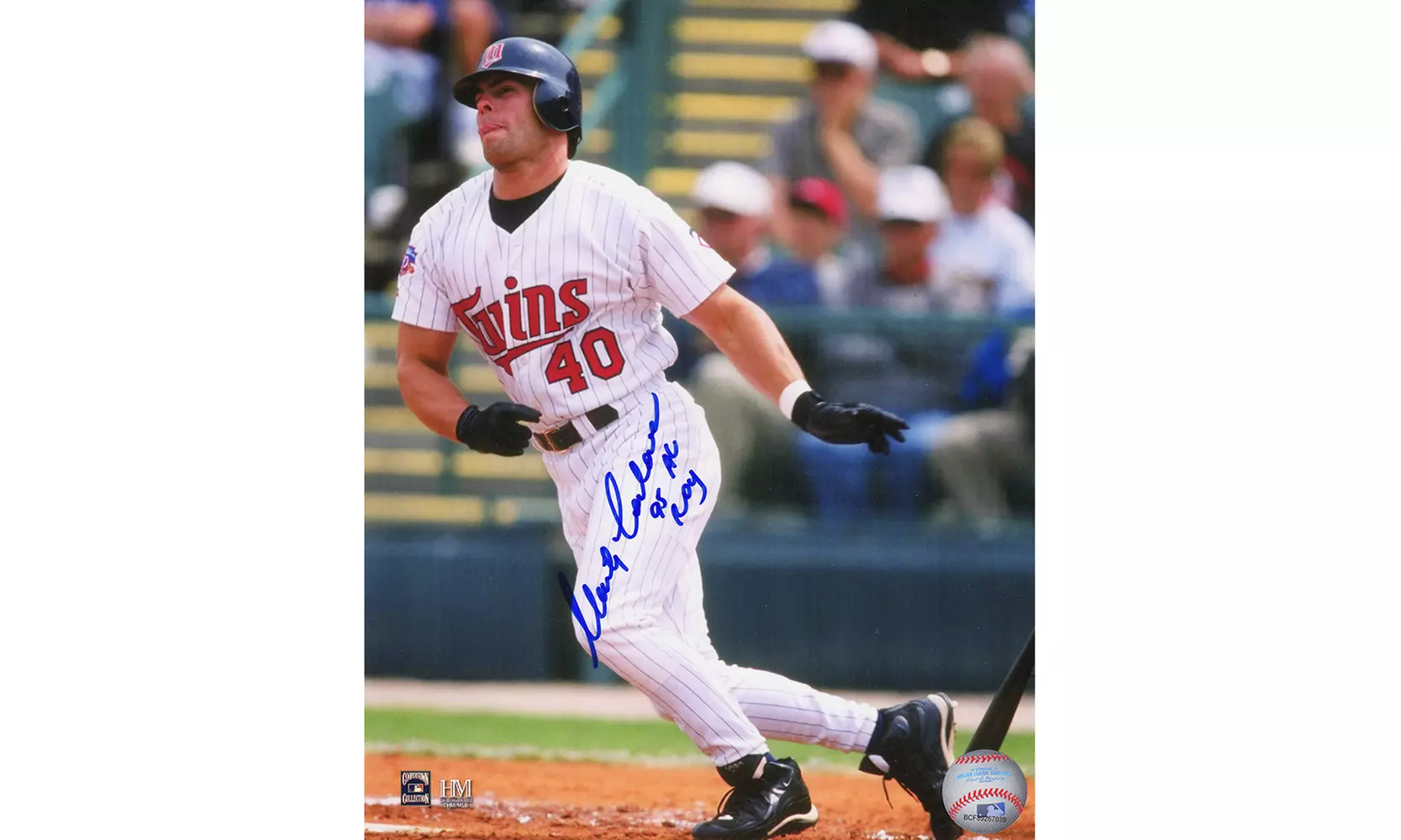 Marty Cordova Signed Minnesota Twins Batting Action 8x10 Photo w/95 AL ROY - Primary Image