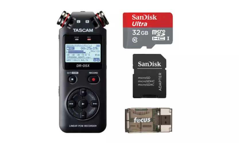 Tascam DR-05X Recorder and USB Interface with 32GB MicroSD Card and USB Reader - Primary Image
