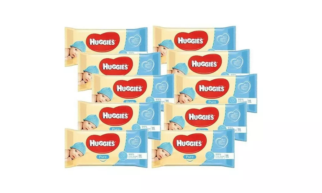 Huggies Pure Baby Wipes 56 Count (Pack of 10) 560 Wipes Total - Primary Image