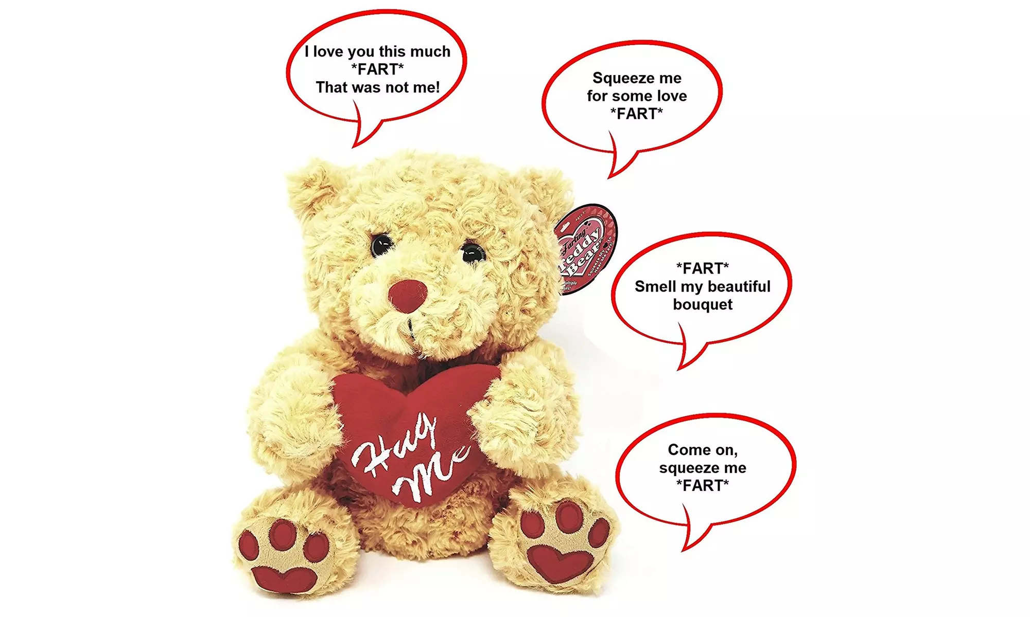 Farting Teddy Bear 11" Brown Teddy Bear Funny Gag Gift - Primary Image