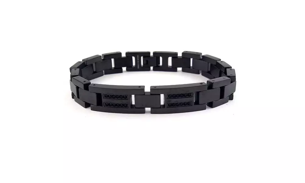 Mens Black Rhodium Plated Pave Bracelet