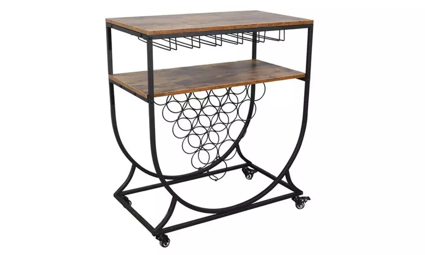 Bar Serving Cart Kitchen Serving cart,Wine Rack Cart with Glass Holder - Primary Image