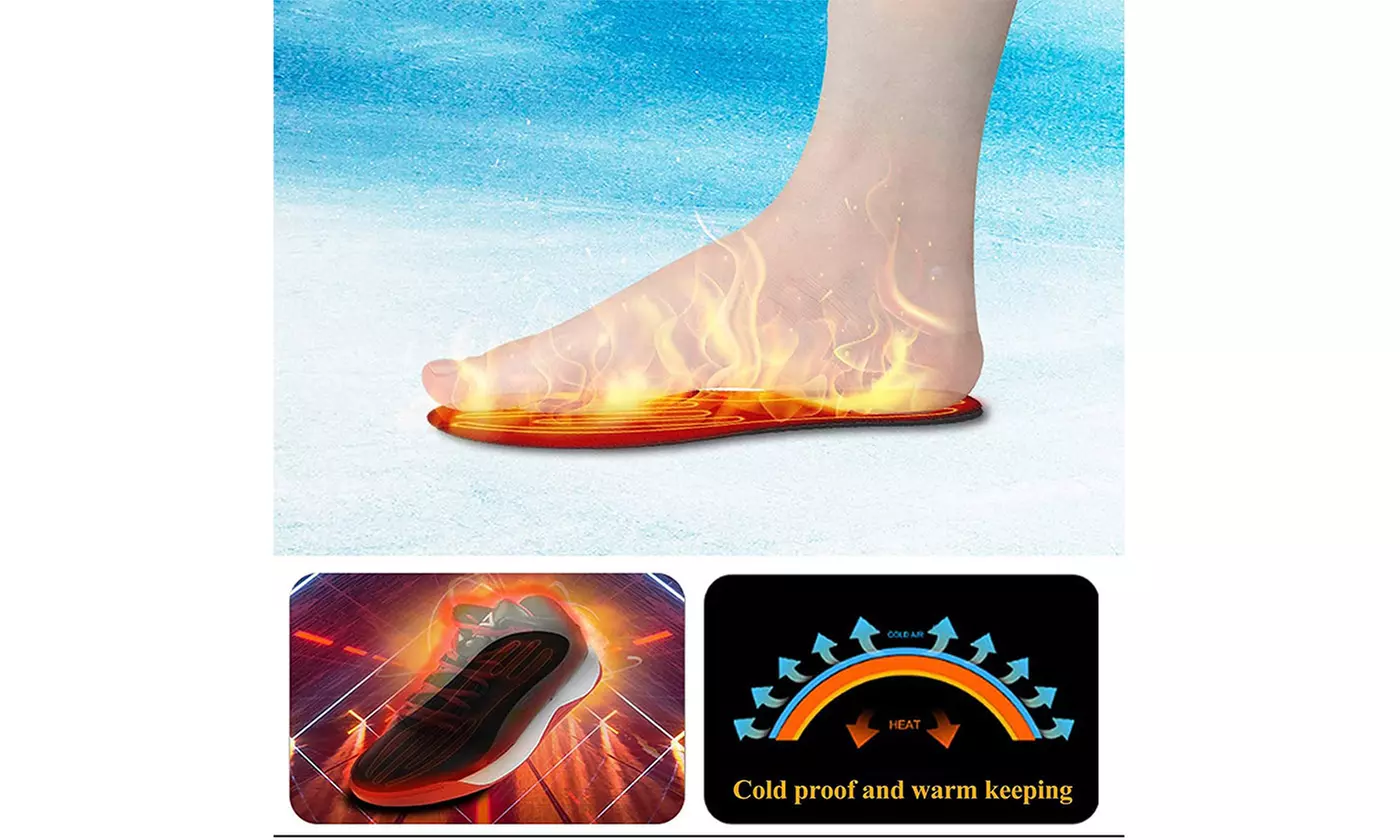 USB Rechargeable Heated Shoe Insoles for Camping Hunting Hiking Outdoor