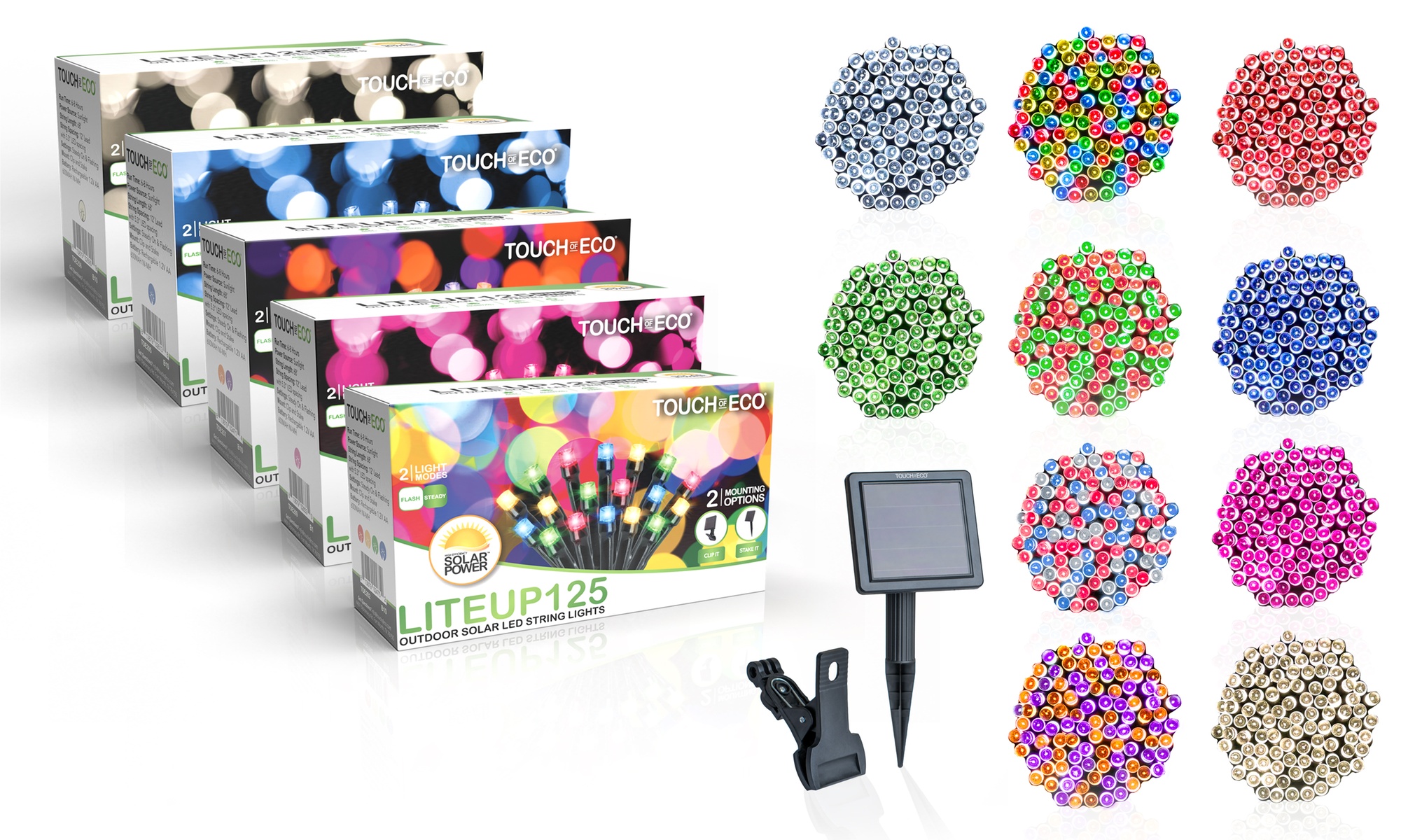 125LED Solar Powered String Lights. Multiple Colors & Quantities Available. 