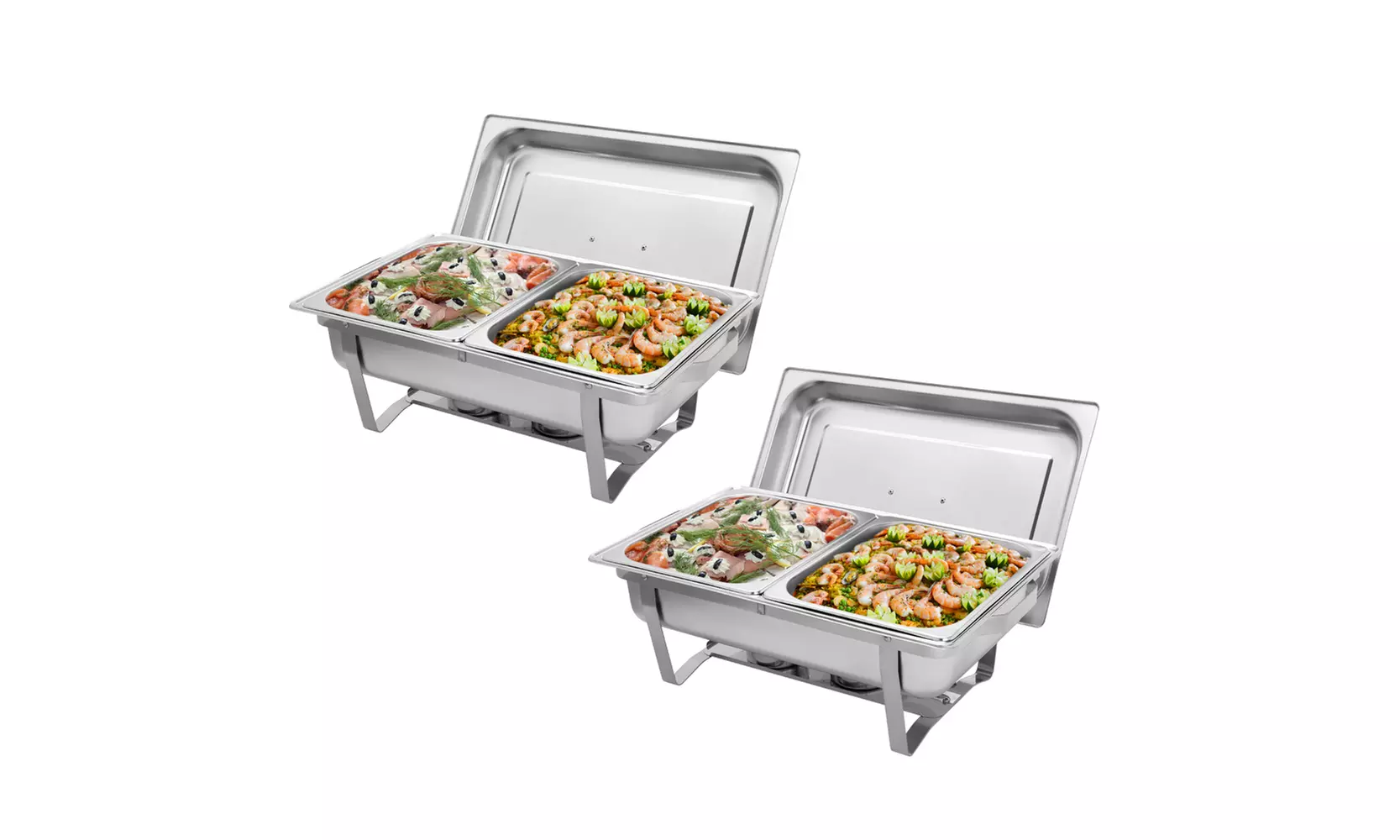 2 Packs Chafing Dish 8 Quart Stainless Steel Rectangular Chafer Buffet - Primary Image