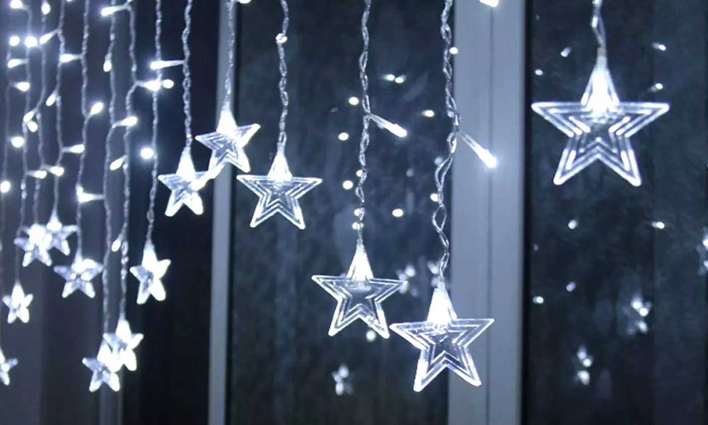 96 LED Christmas Snowflake LED Curtain String Lights Window Curtain Lights