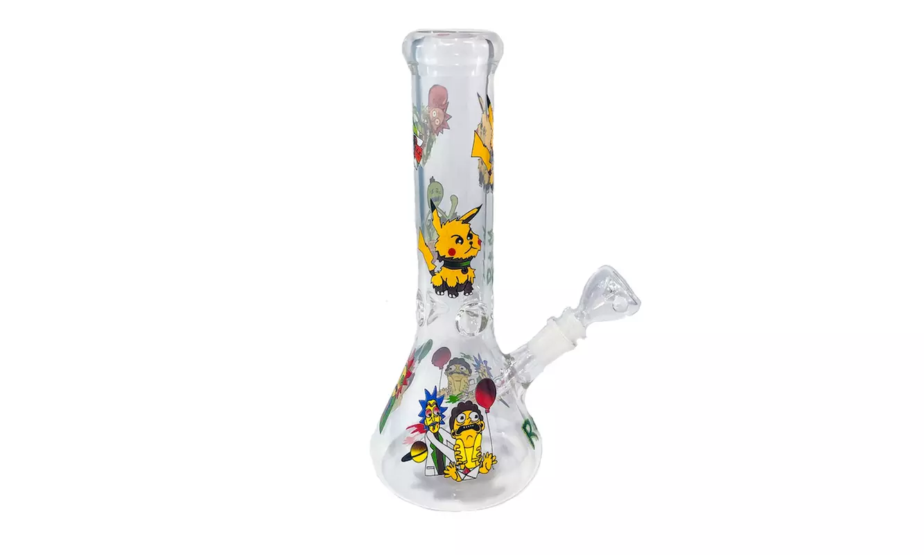 12" Glass Beaker Water Tobacco Pipe with Graphics  - Second Medium