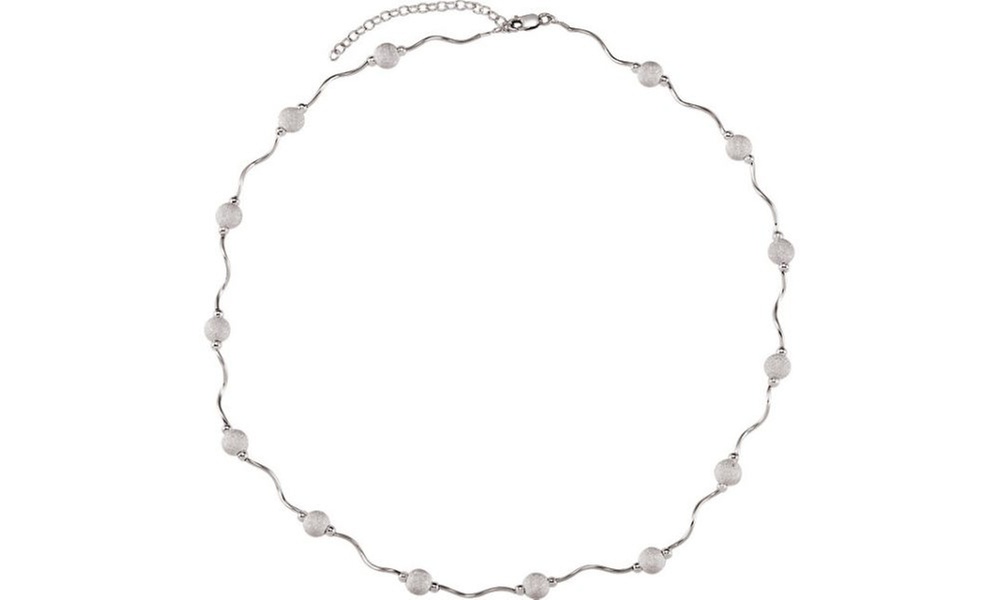 Paris Jewelry White Gold Plated Adjustable Star Dust Bead Necklace 