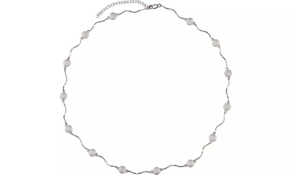 Paris Jewelry White Gold Plated Adjustable Star Dust Bead Necklace - Primary Image