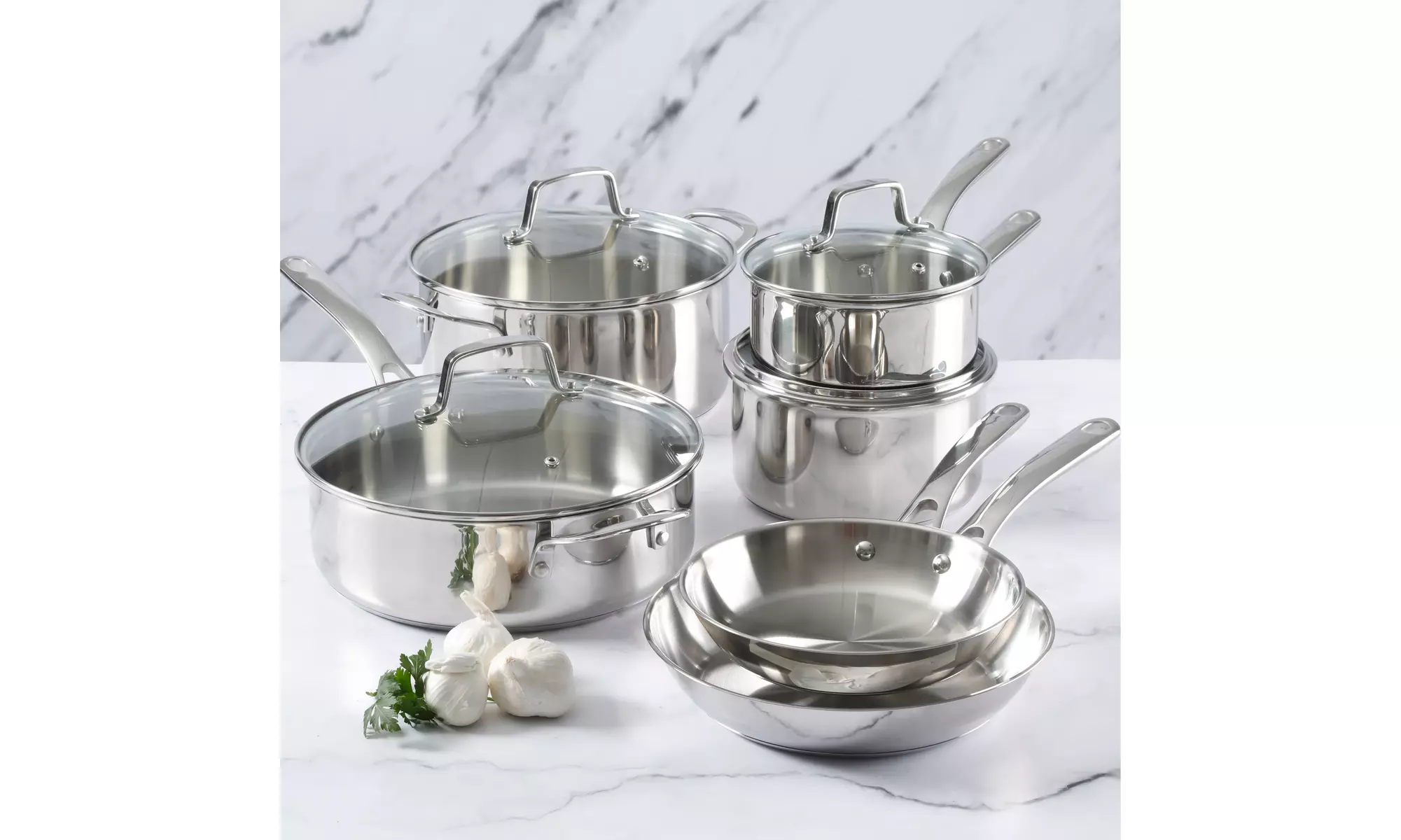 Martha Stewart 10 Piece Stainless Steel Cookware Set - Primary Image