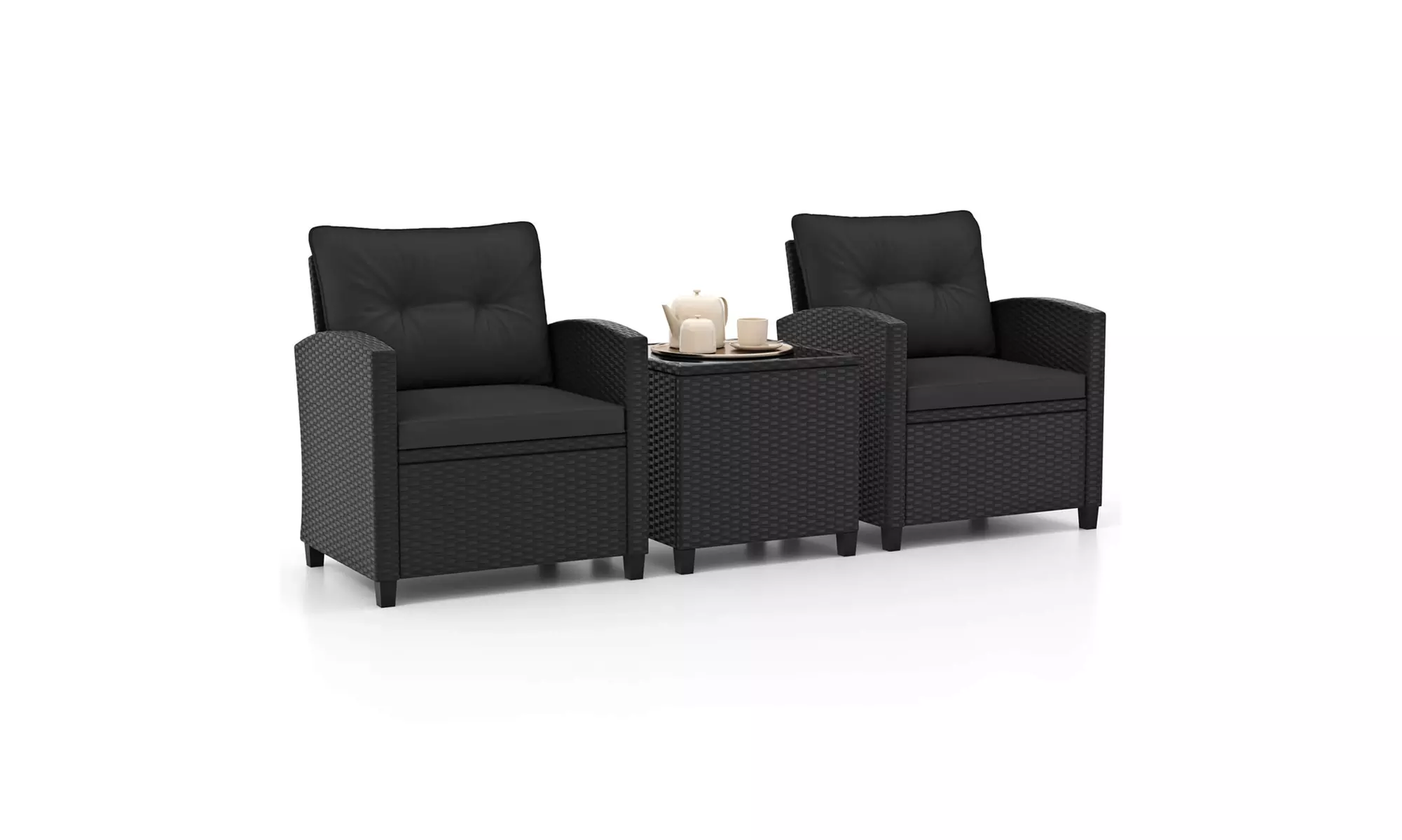  Three-Piece Costway Patio Furniture Set with Tempered Glass Coffee Table