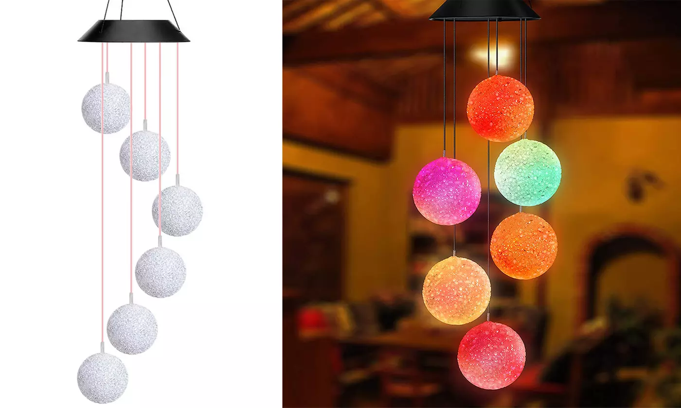 LED Changing Color Solar Hummingbird Wind Chime Waterproof Wind Chimes