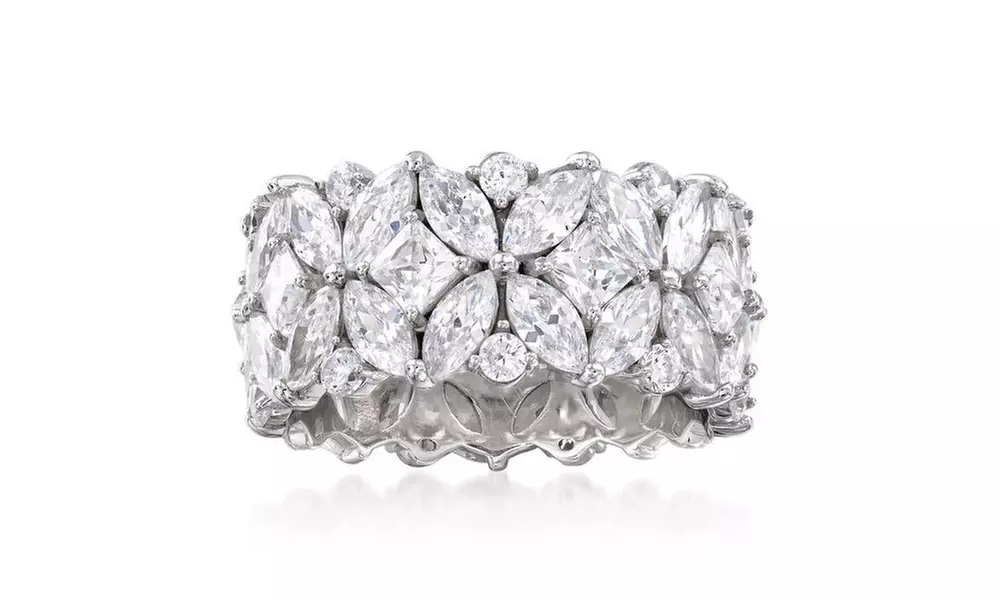 Multi Cut Crystal Eternity Band Ring Made With Crystals from Swarovski
