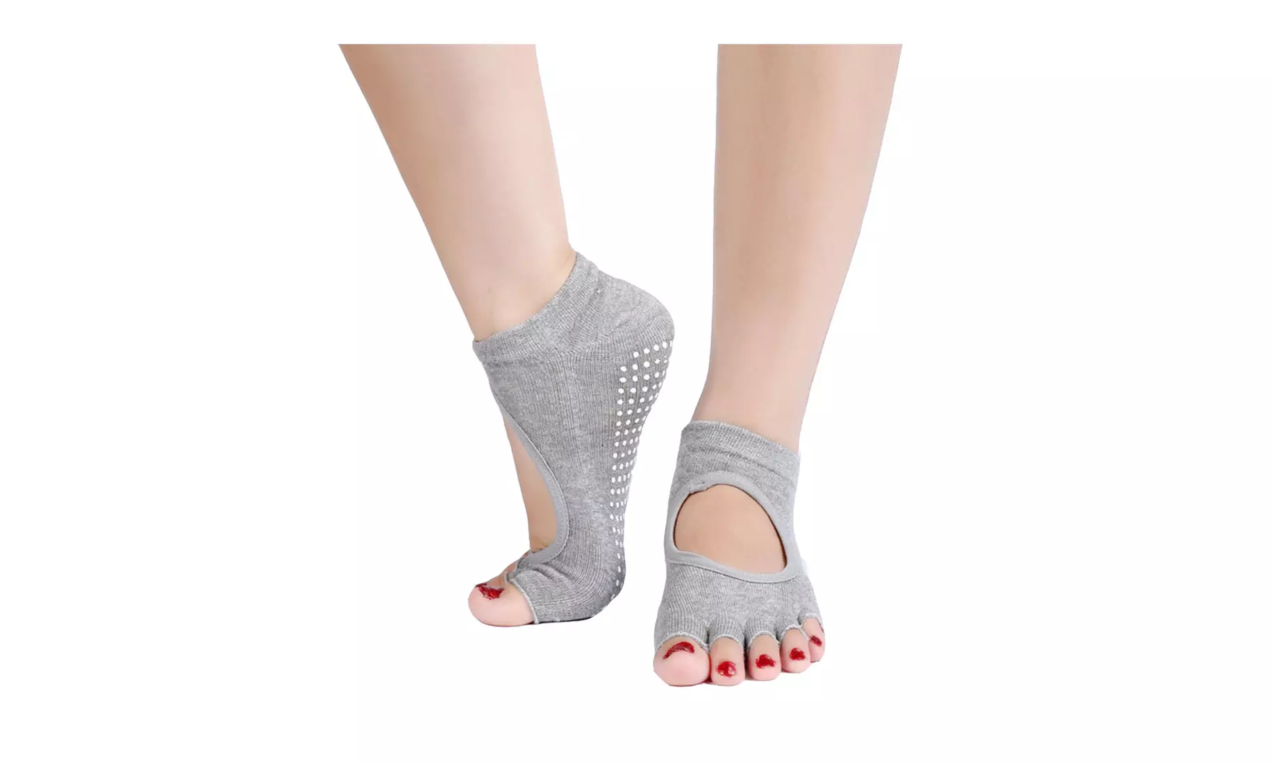 Toe Yoga Pilates Socks Non Slip Skid Barre Sock with Grips - Second Medium