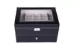 20 Compartments Dual Layers Elegant Wooden Watch Collection Box Black - Second Medium