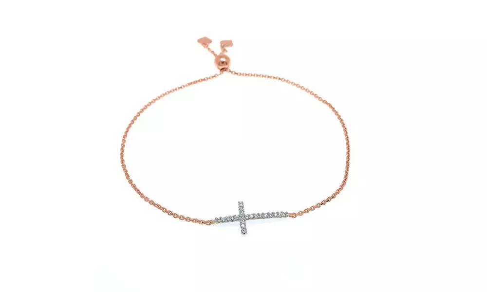 Italian 18k Gold or Rose Gold Adjustable Cross Bracelet - Second Medium