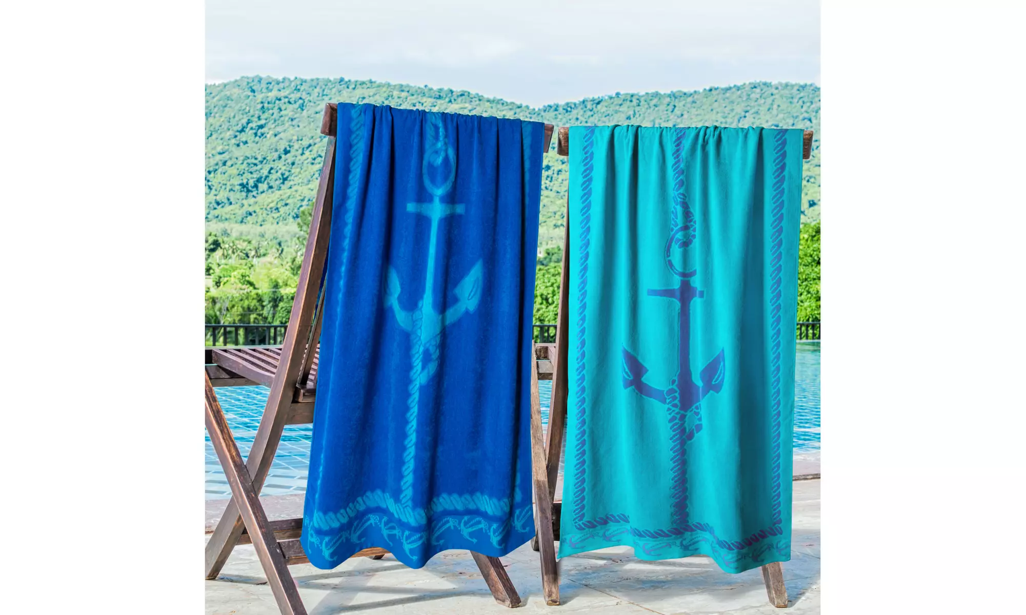 Superior Egyptian Cotton Fisherman Anchor Adsorbent Oversized Beach Towels 