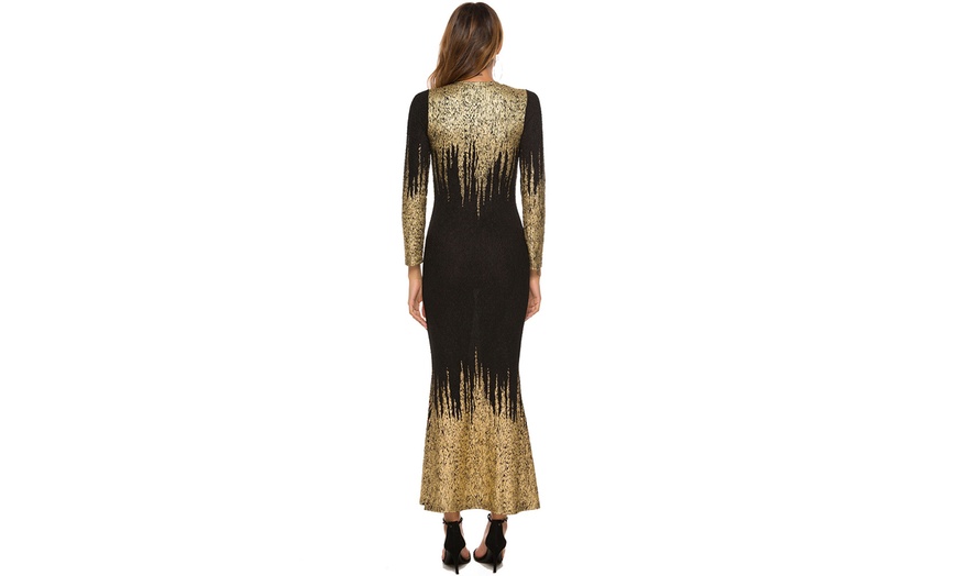 Image 5: 2019 New Style Dress Bronzing Printed Slim Fit Long-sleeved Dress
