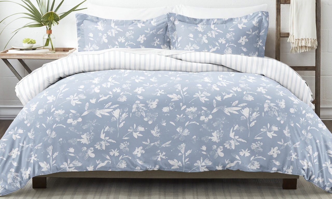 Home Collection Country Home Pattern 3 Piece Reversible Duvet Cover Set