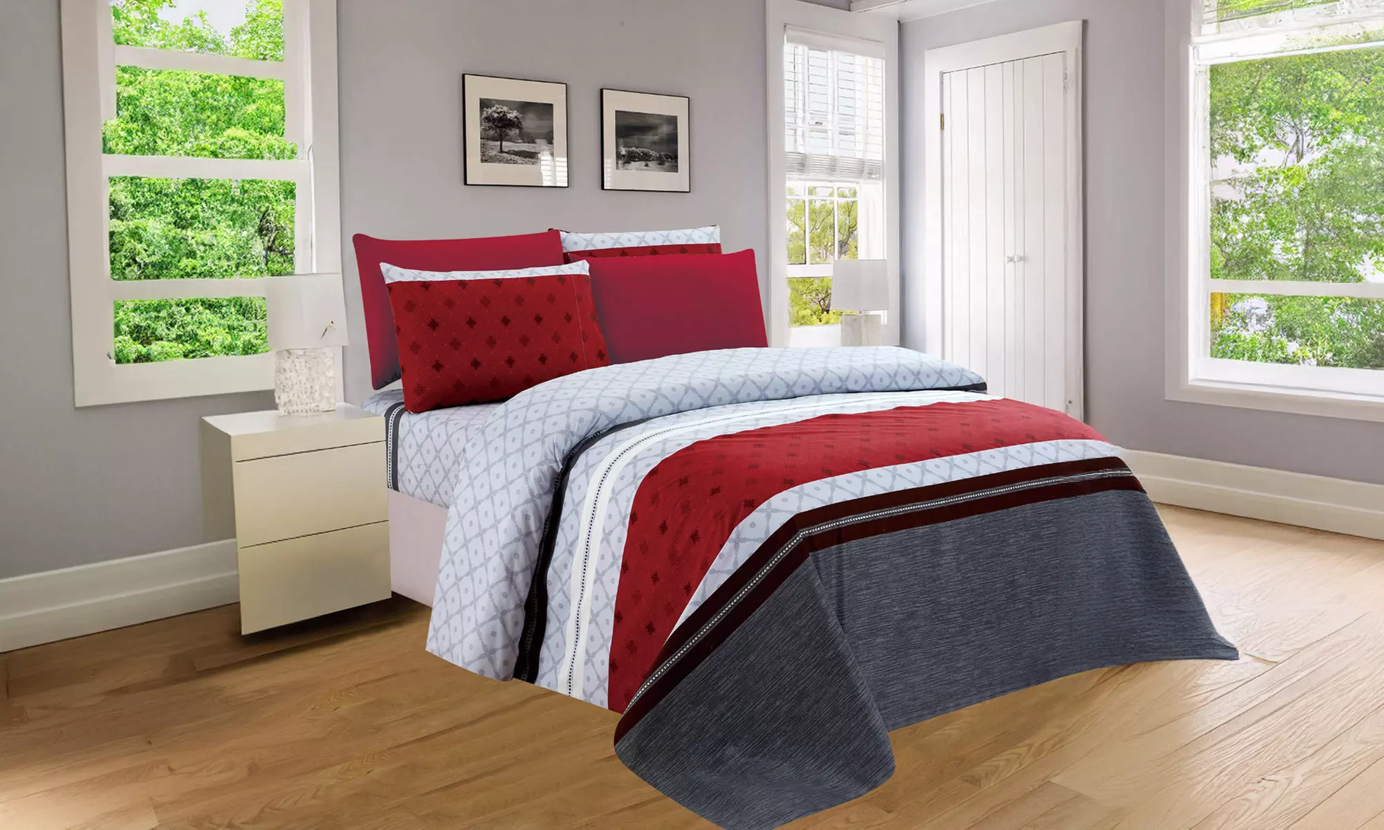 PREMIUS 4-6pc Printed Wrinkle Free Microfiber Sheet Set, Super Soft - Primary Image