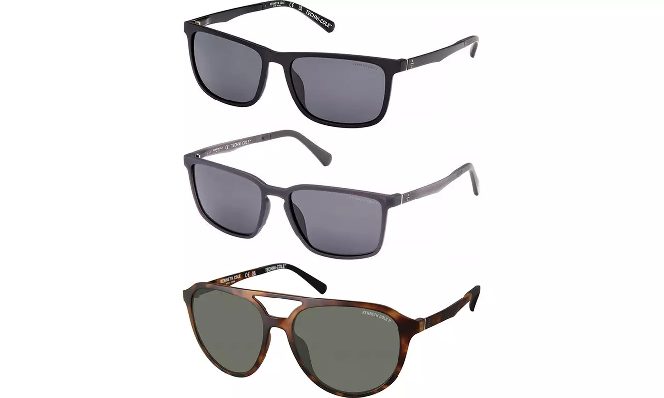 Kenneth Cole Techni-Cole Polarized Men's Soft Square Sunglasses - KC7244  - Primary Image