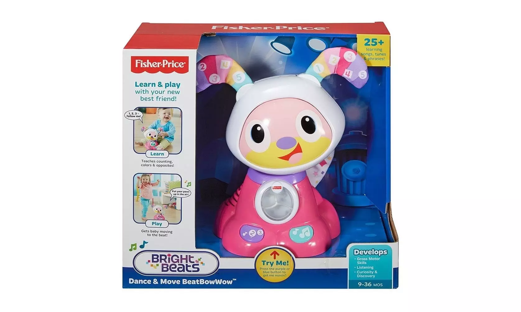 Bright Beats Dance & Move Beat Pink BowWow Dog Play Learn Fisher-Price Toy FBY55 - Second Medium