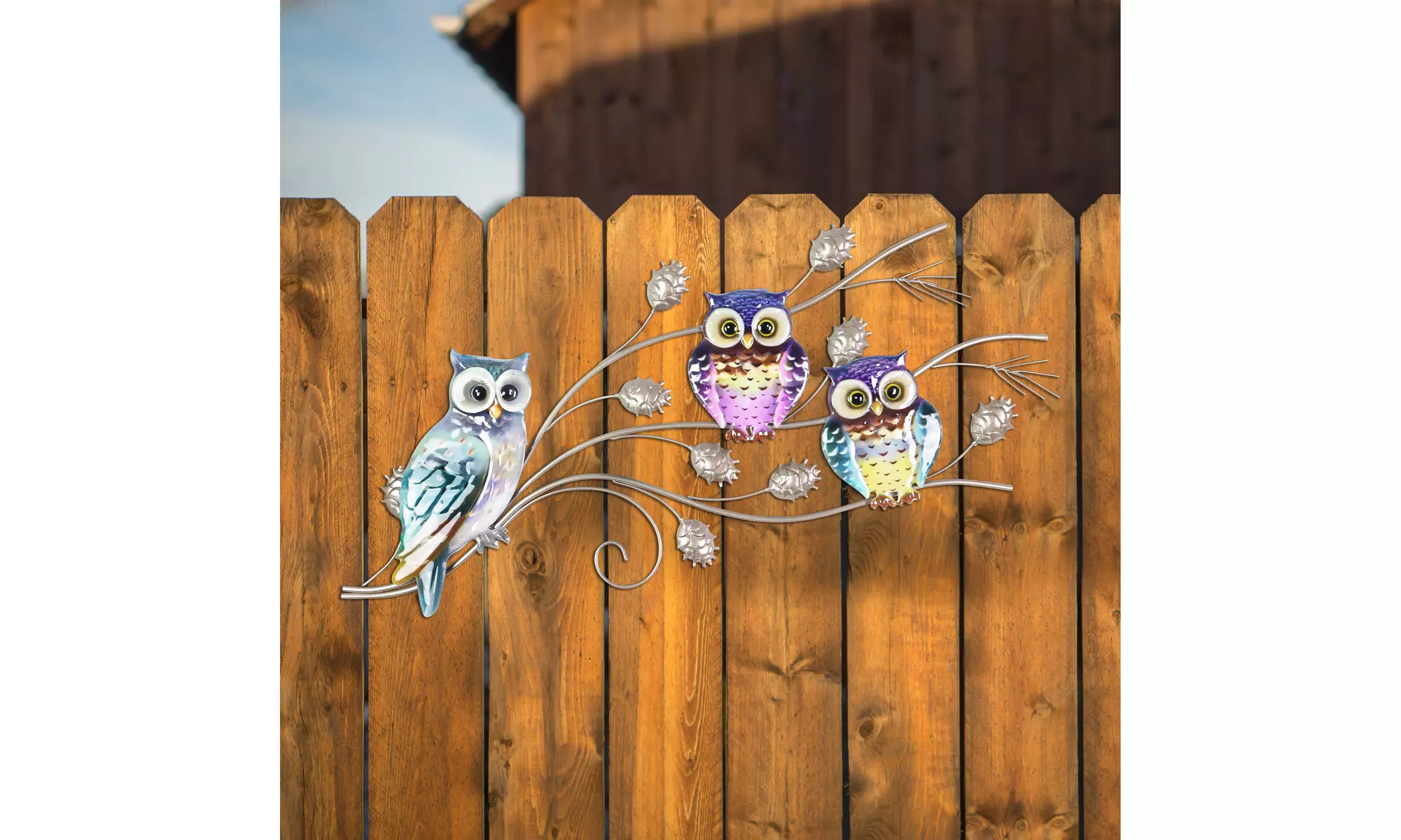 Exhart Three Owl Family Metal Wall Art, 28 by 11.5 Inches - Second Medium