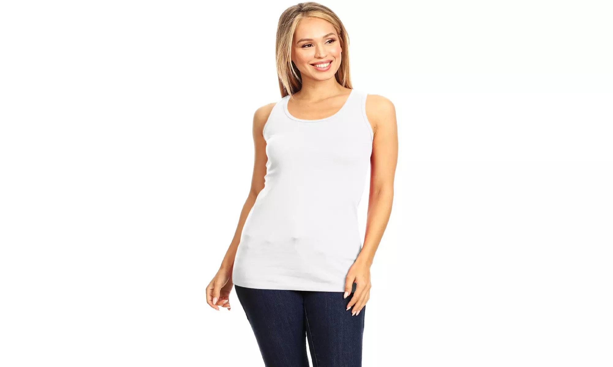 Basic Solid racerback tank top with scoop neck