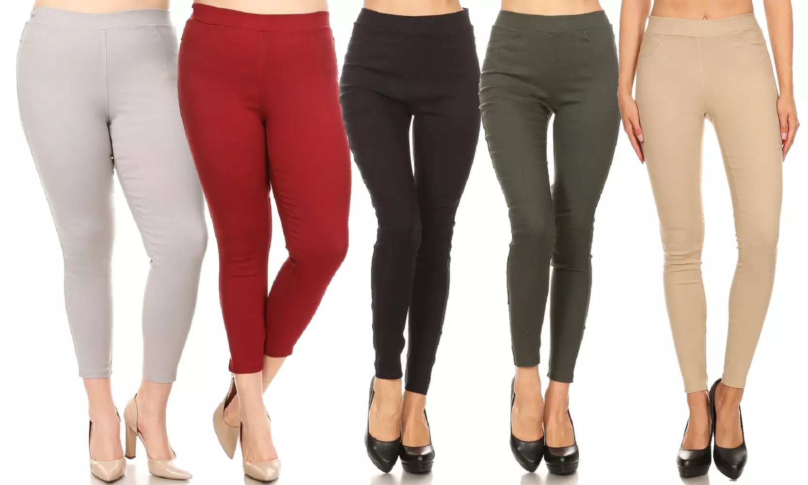 Women's High Waist Pull-On Stretchy Skinny Jeggings (3-Pack) With Plus Size
