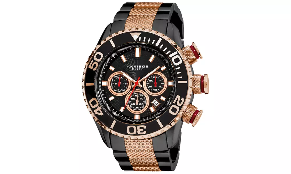 Akribos XXIV Men's Large Diver's Chronograph Bracelet Watch AKGP512 - Primary Image