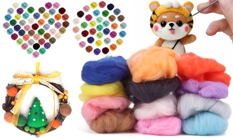 30/50 Colors Fibre Wool Yarn Roving For Needle Felting Hand Spinning DIY Craft 30Pcs Multi-color