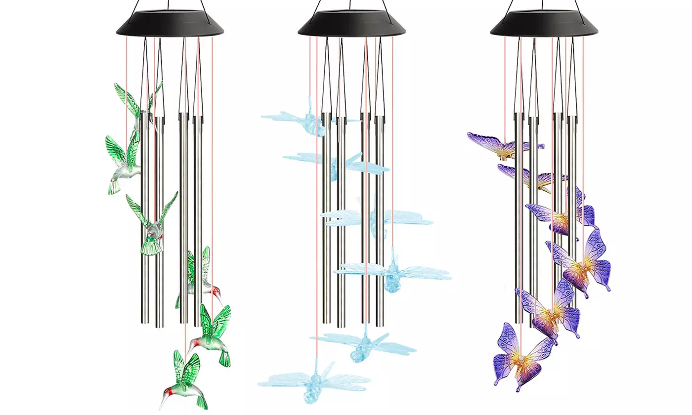 Solar Color Changing LED Large Wind Chimes Home Garden Yard  Light - Primary Image
