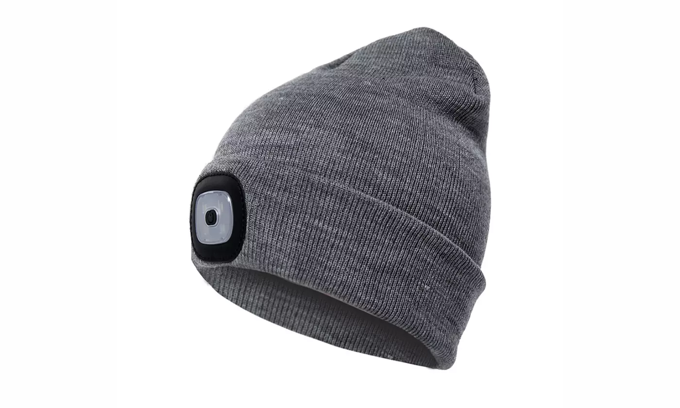 Extremely Bright LED Lighted Beanie Cap, USB Rechargeable-7 Colors To Pick From