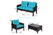 Costway 8PCS Patio Rattan Furniture Set Loveseat Sofa Coffee Table W/ Cushion - Second Medium