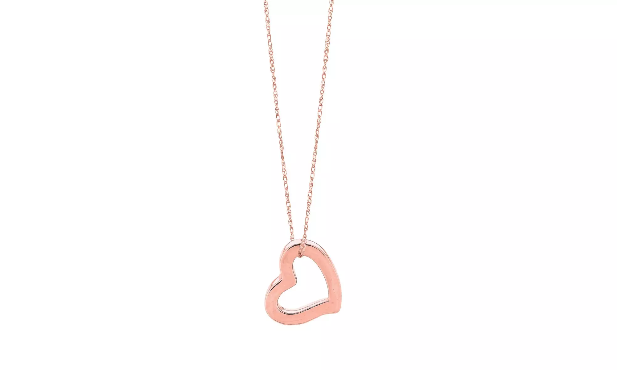 14k Gold Heart Shaped Tube Pendant Necklace - Second Medium