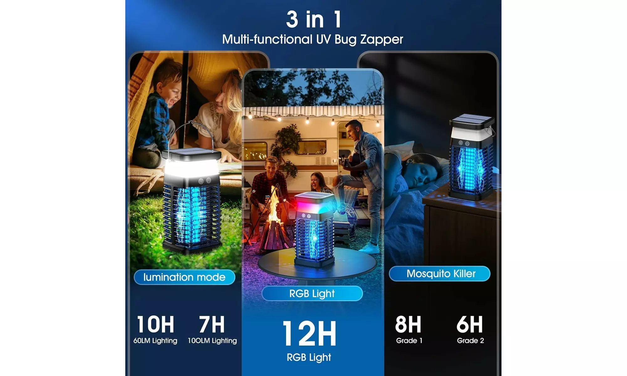 2-in-1 Outdoor Solar Light and Bug Zapper, Solar Bug Zapper Lantern 