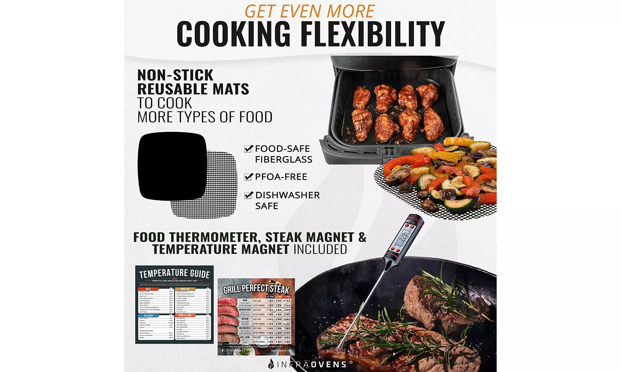 Air Fryer Accessories with Rack, Grill Pan, Air Fryer Cheat Sheet for Chefman - Second Medium
