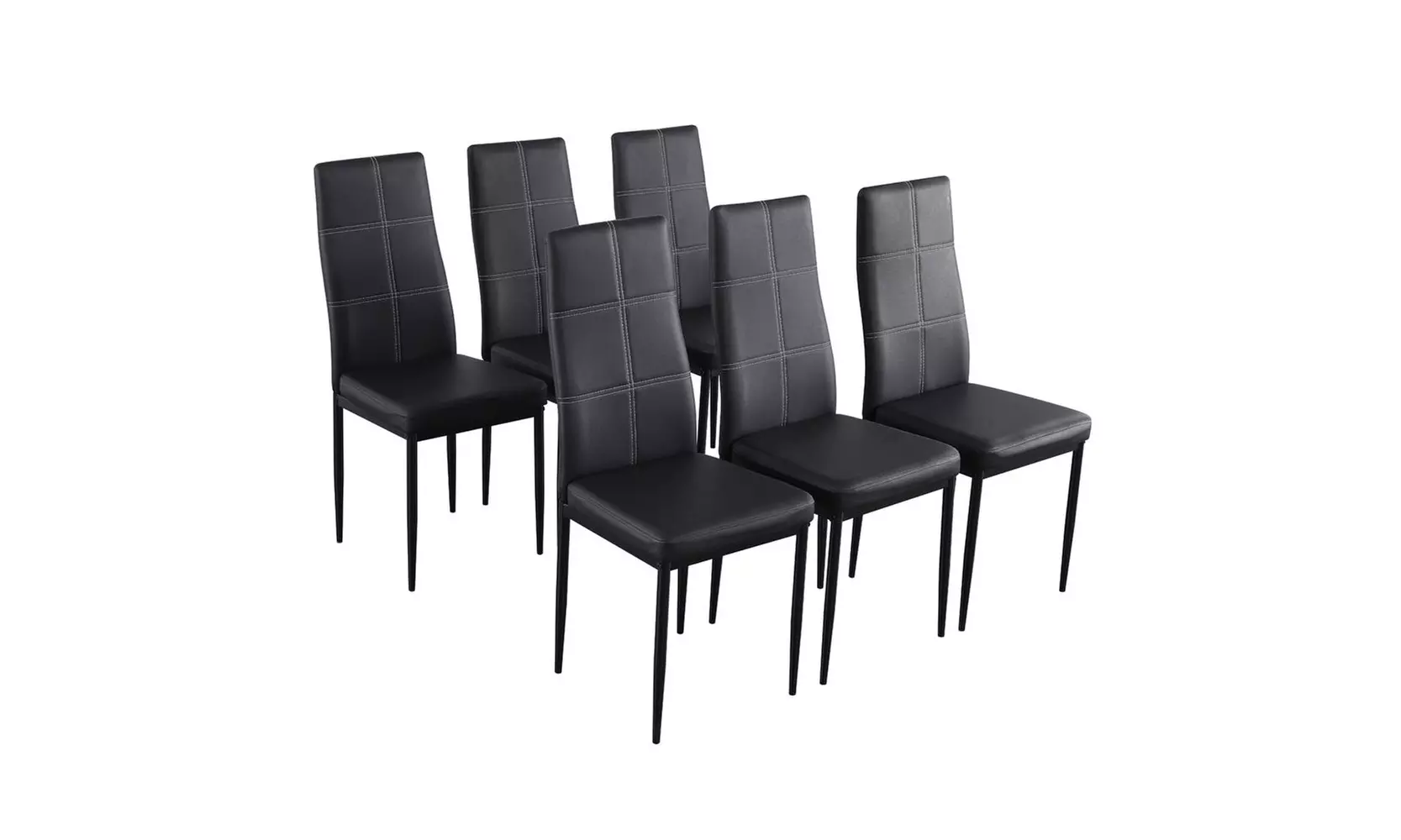 6pcs  Dining Chairs Dining Set of 6 High PU Leather High Back ,Black - Primary Image