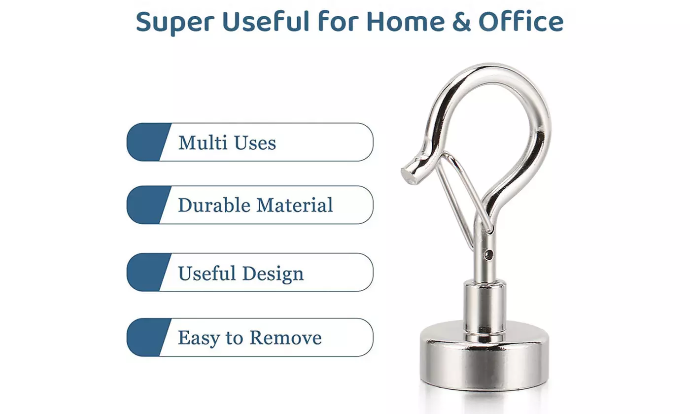 5Pcs Heavy Duty Neodymium Clamping Strong Magnetic Hooks Hanger with Snap 