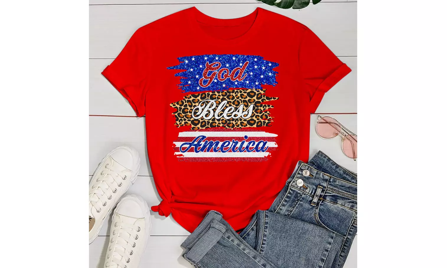 Women Miss American Flag Patriotic T-Shirt (S-2XL)